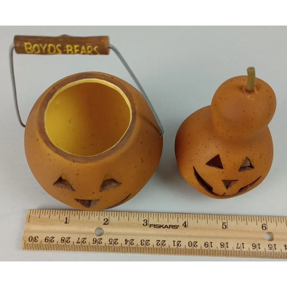 VTG Rare Boyds Bears Ceramic Jack O Lantern Pumpkin Halloween Pail Gourd Squash
